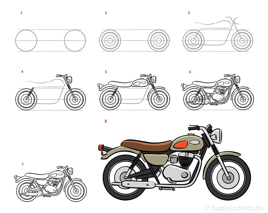 Auf den Spuren der Freiheit: Malen mit dem Herzen -  Motorrad-Malvorlagen für kleine Künstler